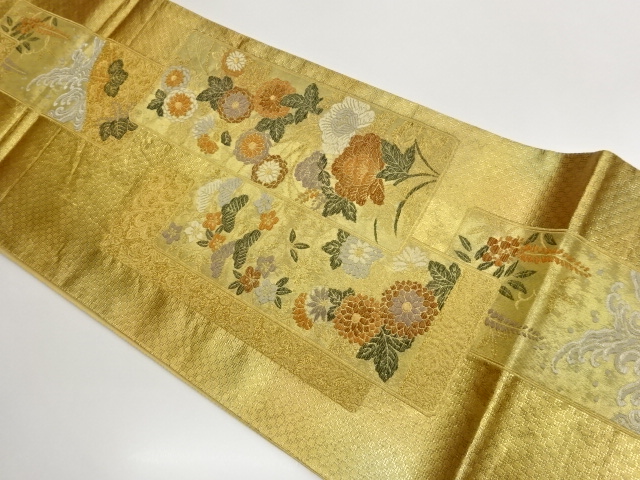 JAPANESE FUKURO OBI / WOVEN FLORAL PLANTS